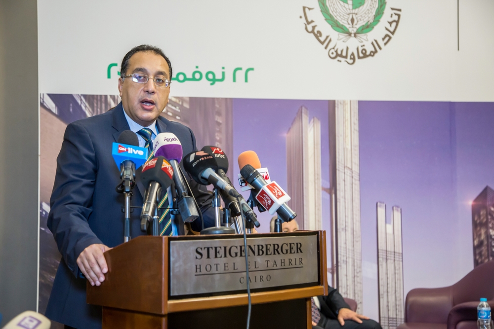 Egyption Prime Minister Dr. Mostafa Madbouly at an conferance for Arab Contractors