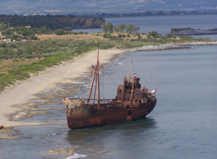 Wreck of the 965 GRT coaster MV Cornelia on Valtaki beach, near Gytheio, Greece