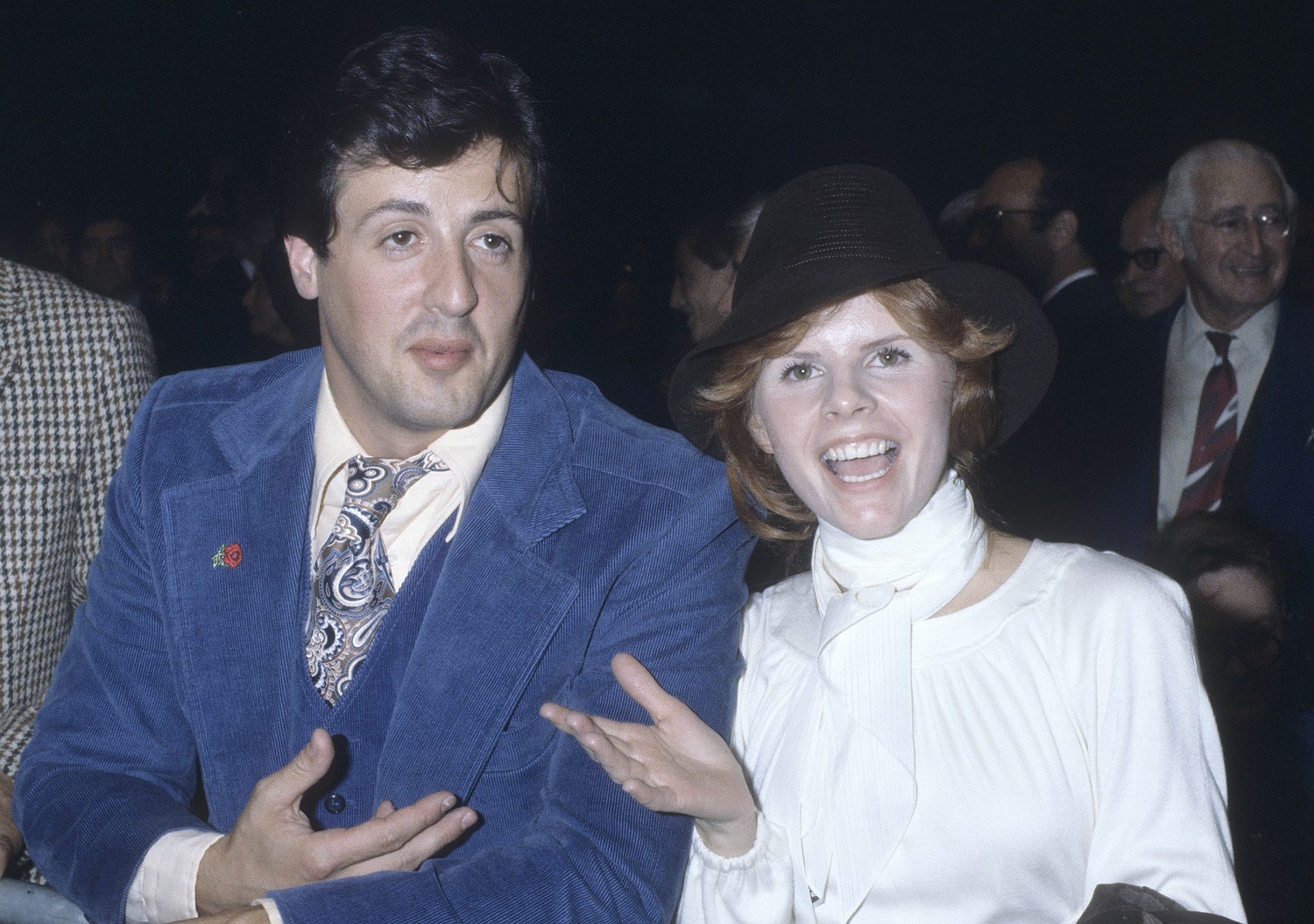 Sylvester Stallone and wife Sasha Czack attend the Boxing Match - 1977