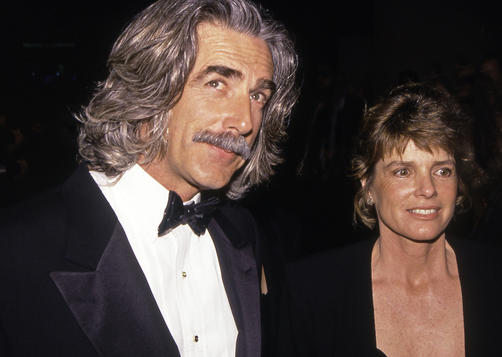 Actor Sam Elliott and actress wife Katharine Ross arriving at a formal celebrity event - circa 1991