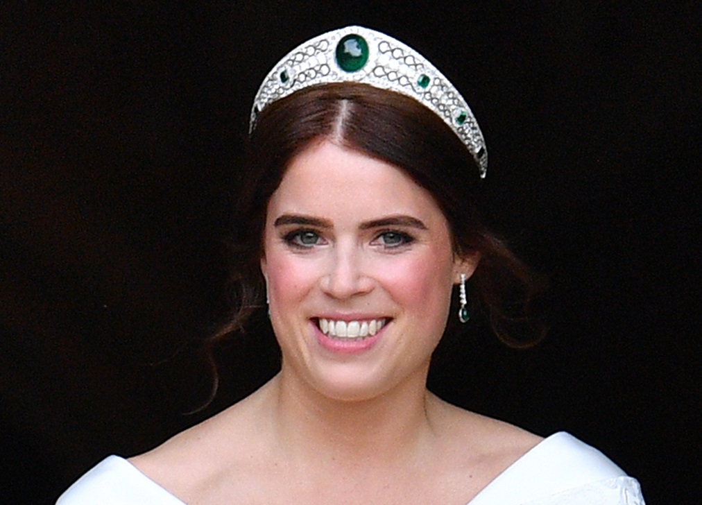 Princess Eugenie leaves St George's Chapel following her and Jack Brooksbank's wedding ceremony on October 12, 2018 in Windsor, England.