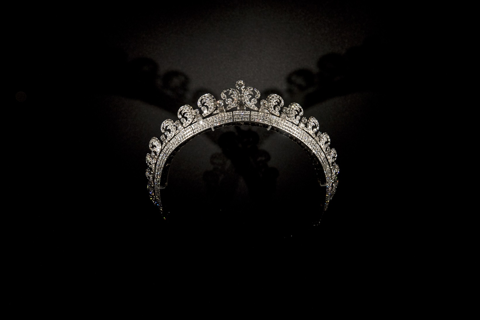 The Halo Tiara lent by Her Magesty Queen Elizabeth II on show at the Cartier - 2018