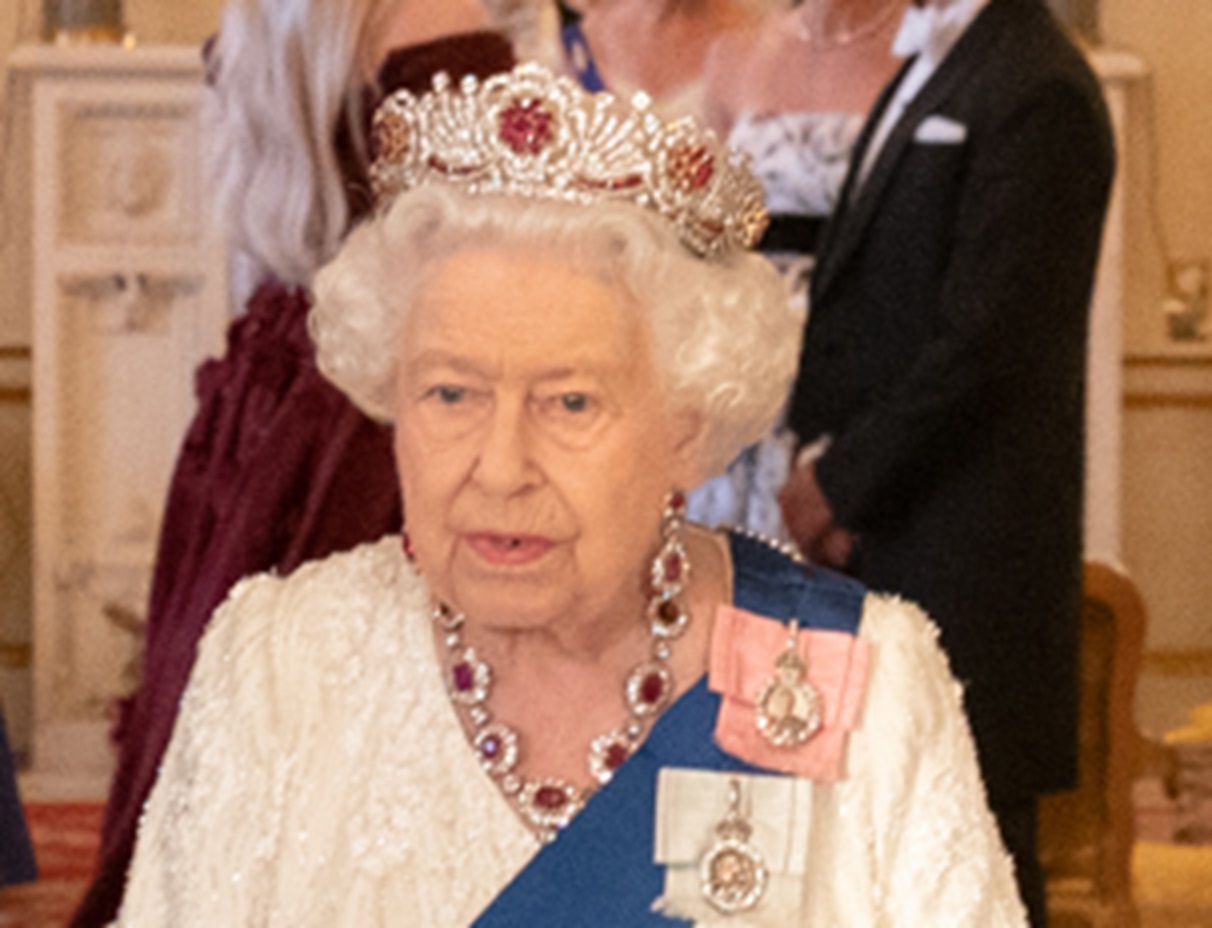 Britain’s Queen Elizabeth II Monday, June 3, 2019 wearing  - Burmese Ruby Tiara