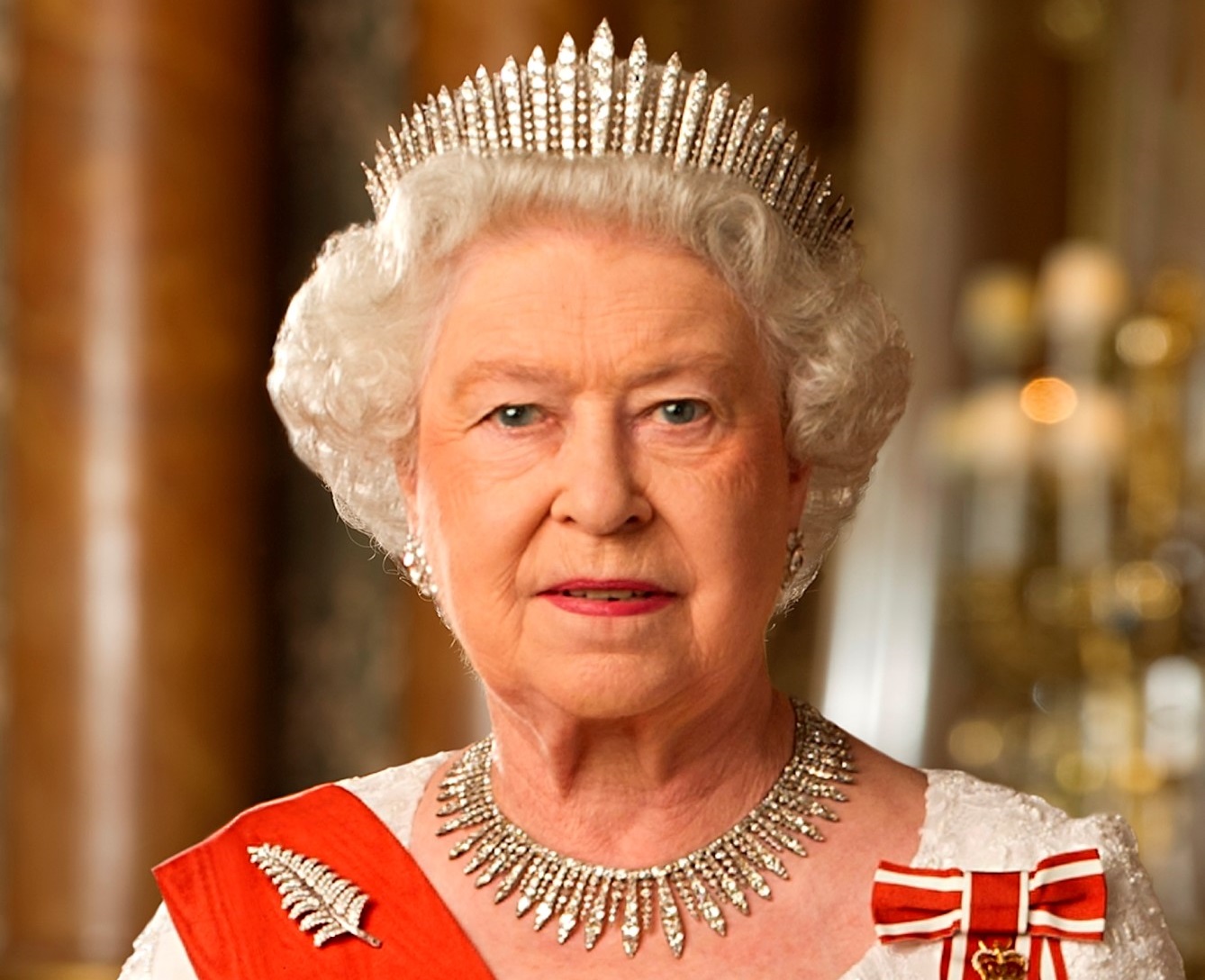 Queen Elizabeth II, Queen of New Zealand, in the Blue Room of Buckingham Palace - 2011.
