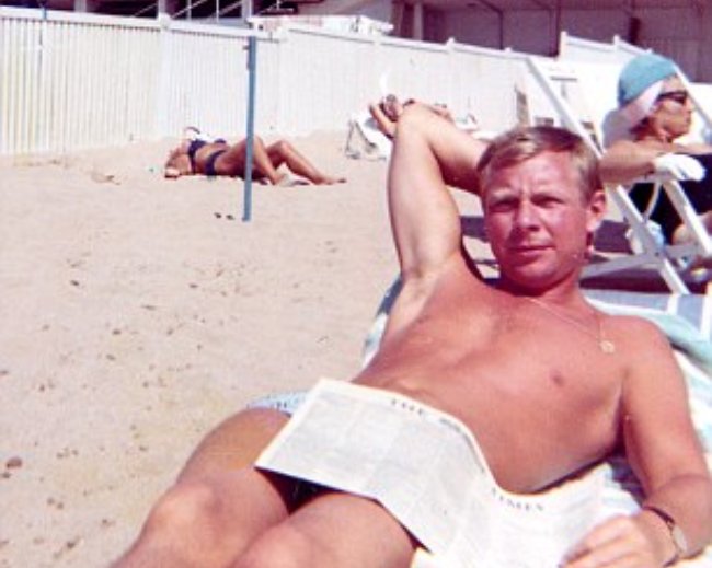 Terence Hogan In Cannes Reading The Newspapers That The Great Train Robbery Was A Success 8 August 1963