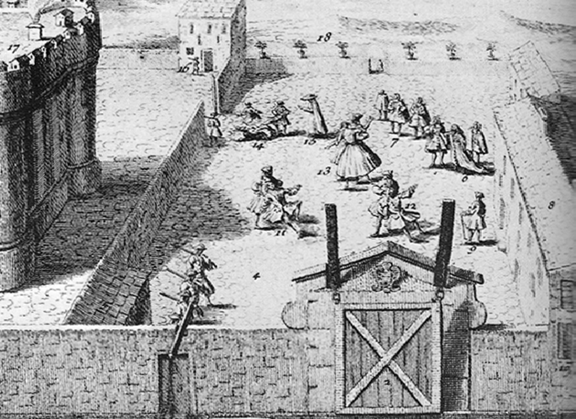 Prisoners exercising in the outer court of Bastille