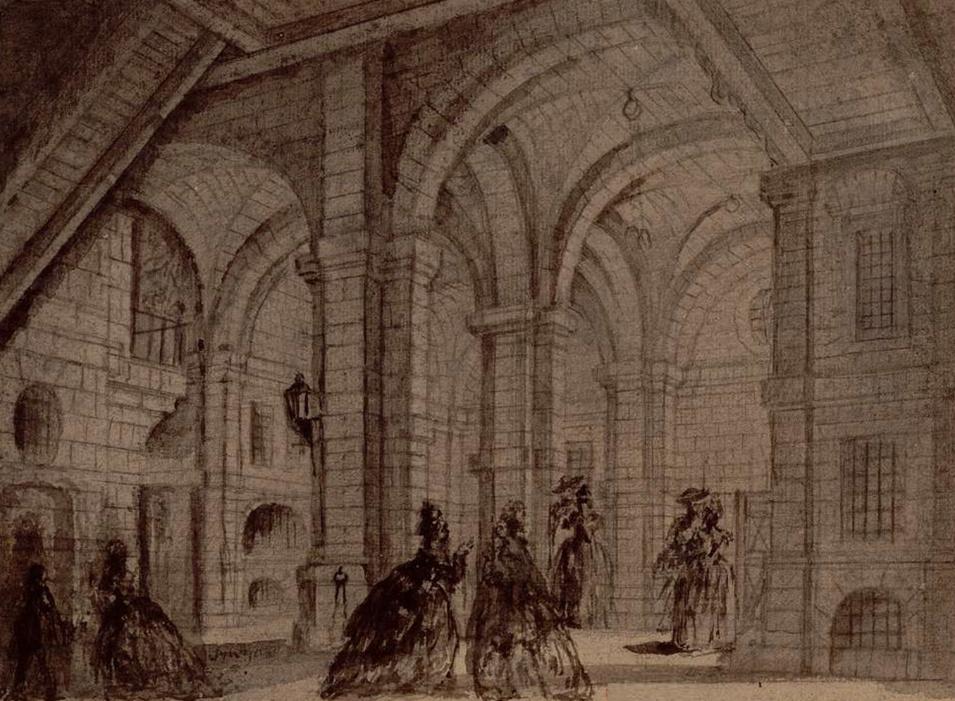 Drawing of Bastille Interior - 1785