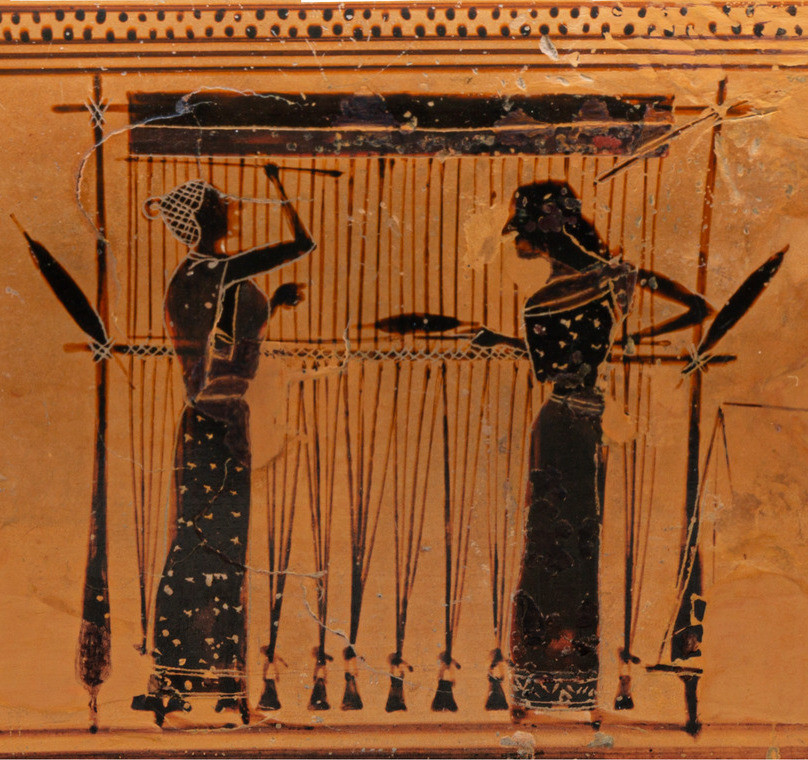 File:Greekurnwithweavers (cropped to warp-weighted loom).jpg
