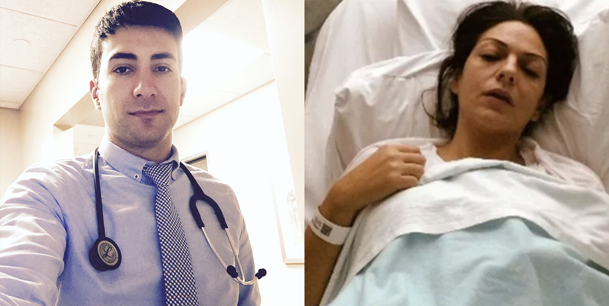 doctor and patient split image