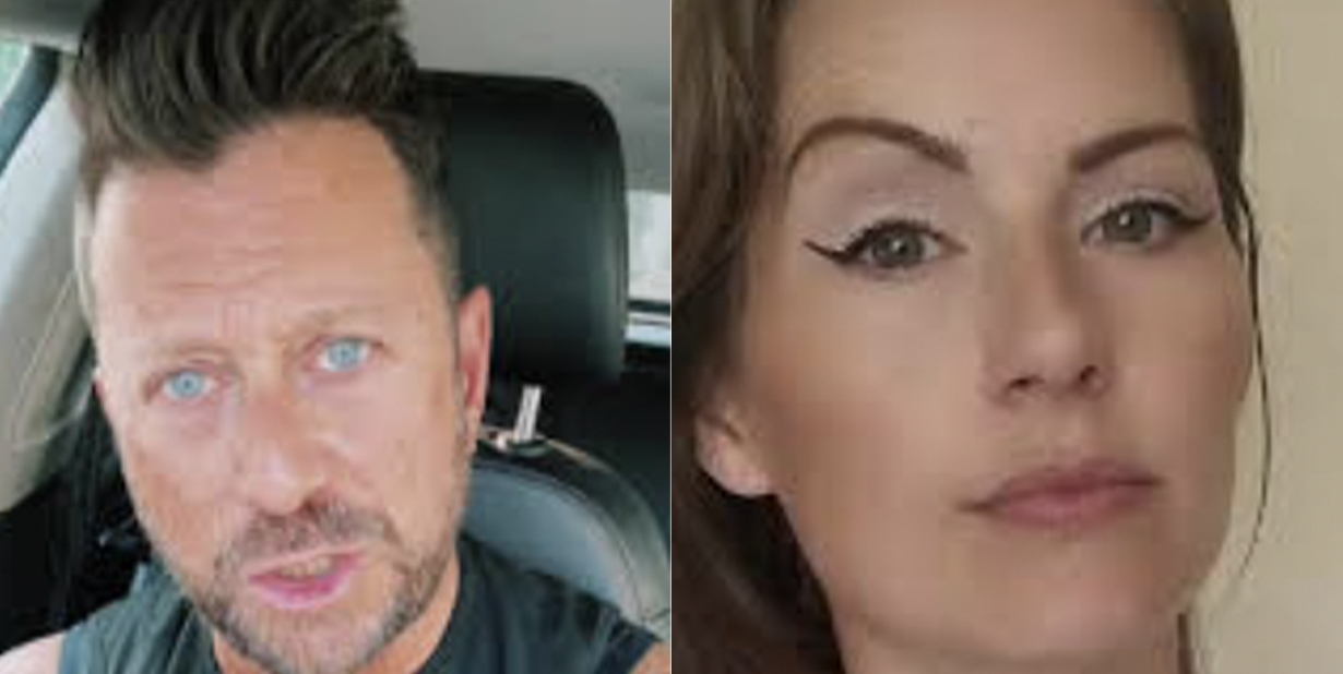 Man and woman split image