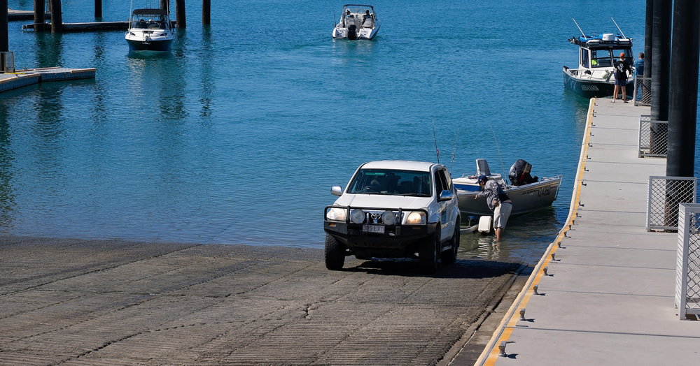 Man loading boat ramp
