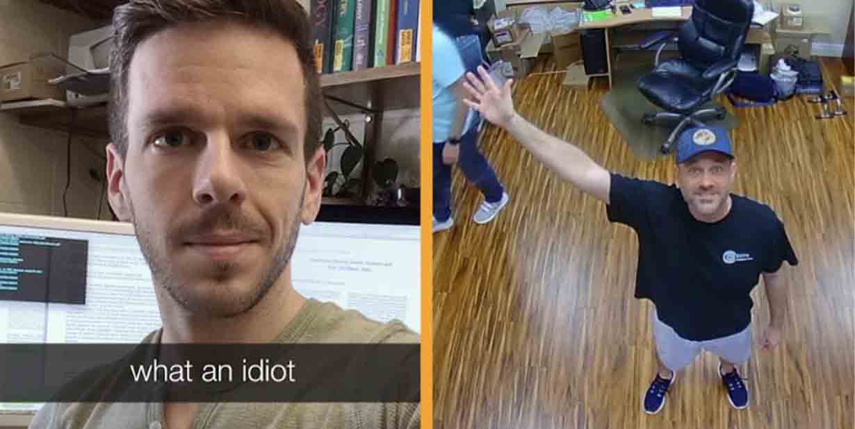 People at work split image