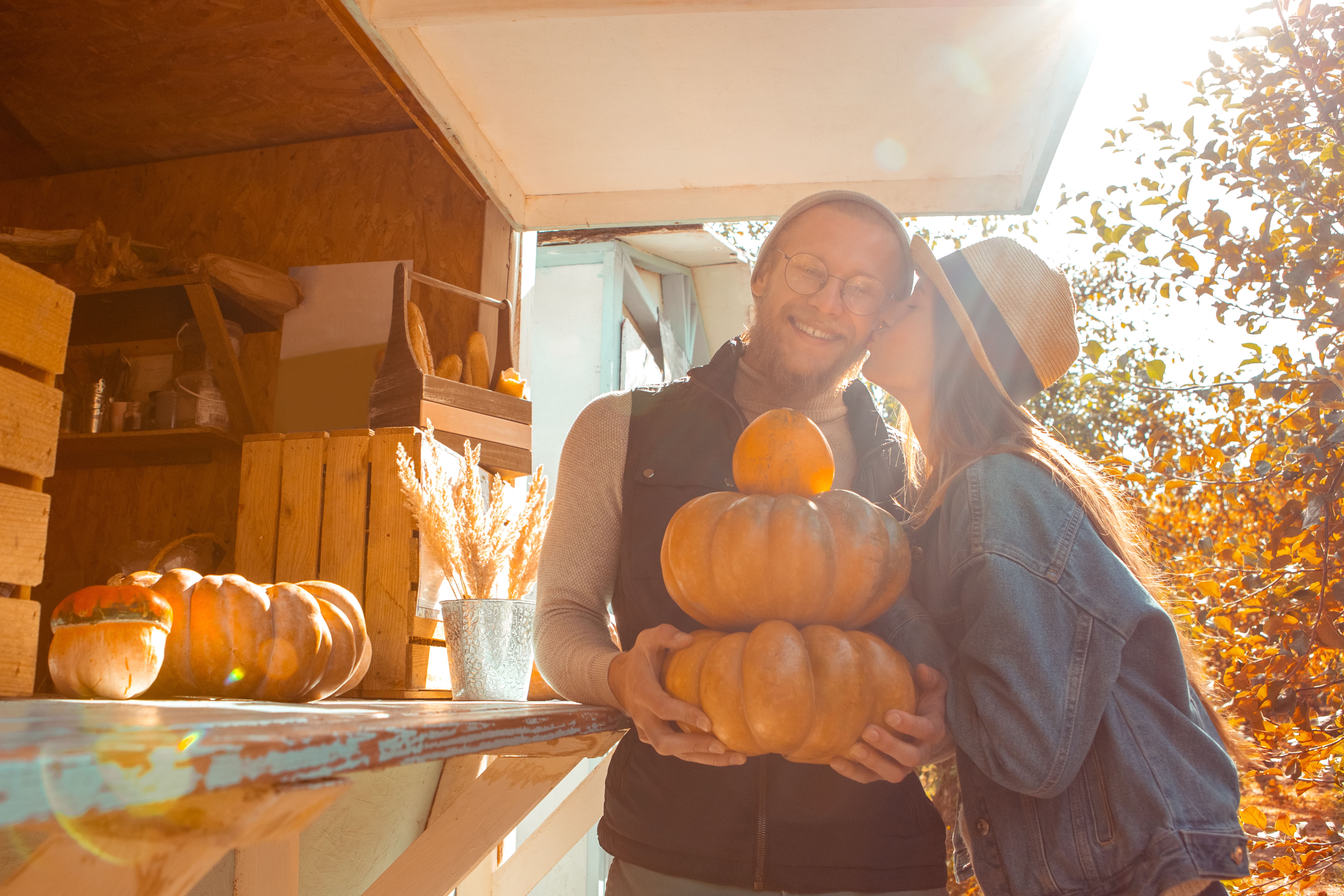 Couple at the pumpkin patch