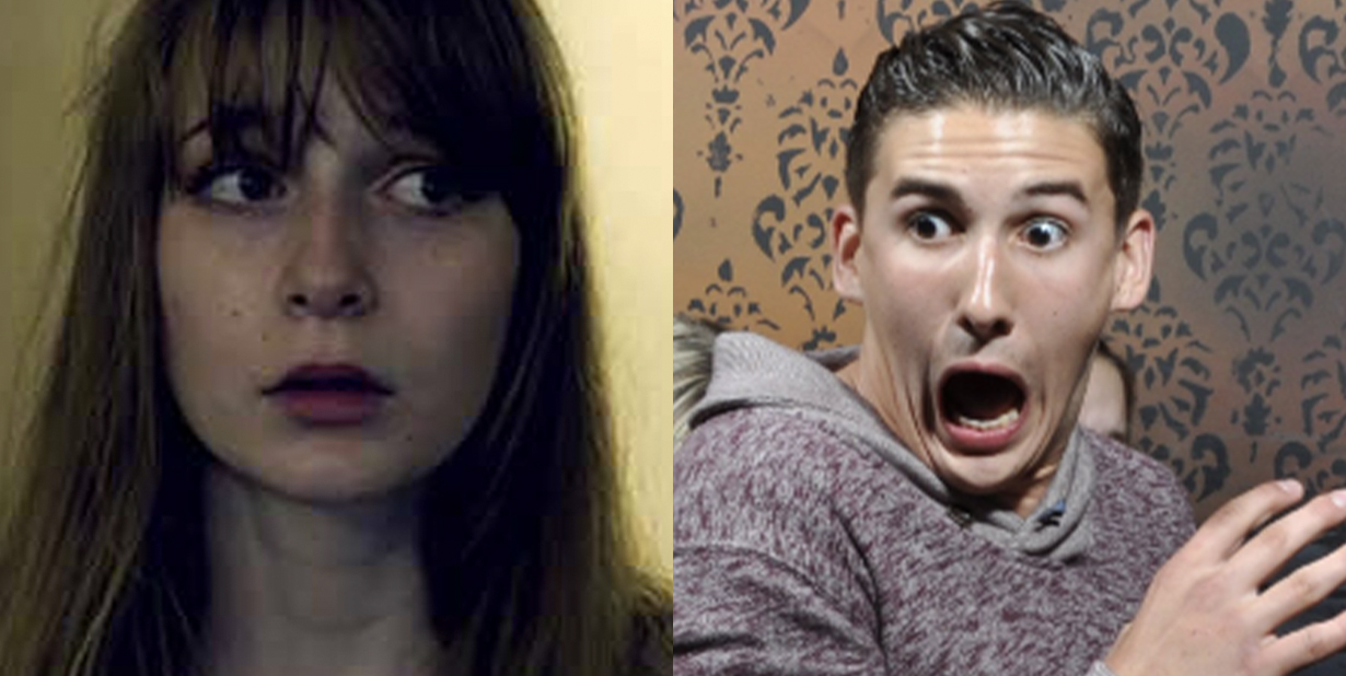 Scared people split image