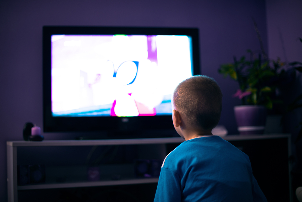 Boy watching television