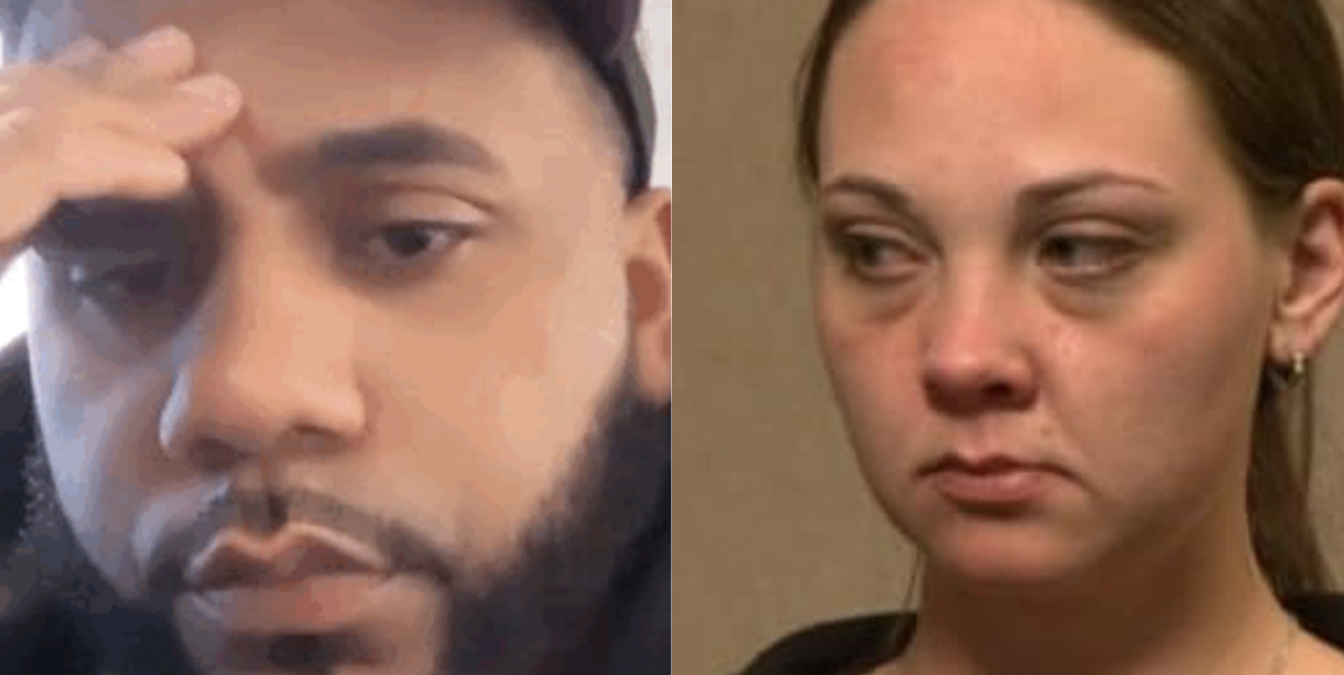 Two upset people split image