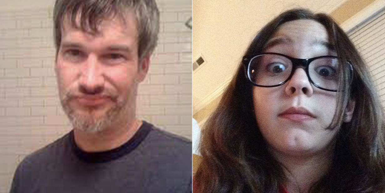 Man and woman split image