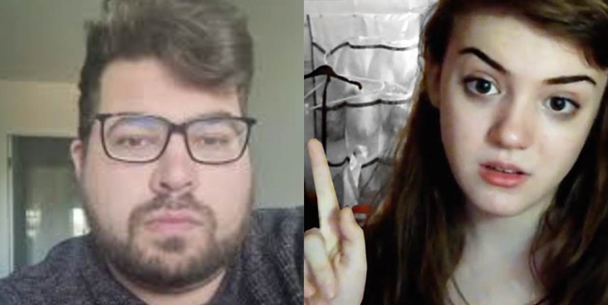 man and woman split image