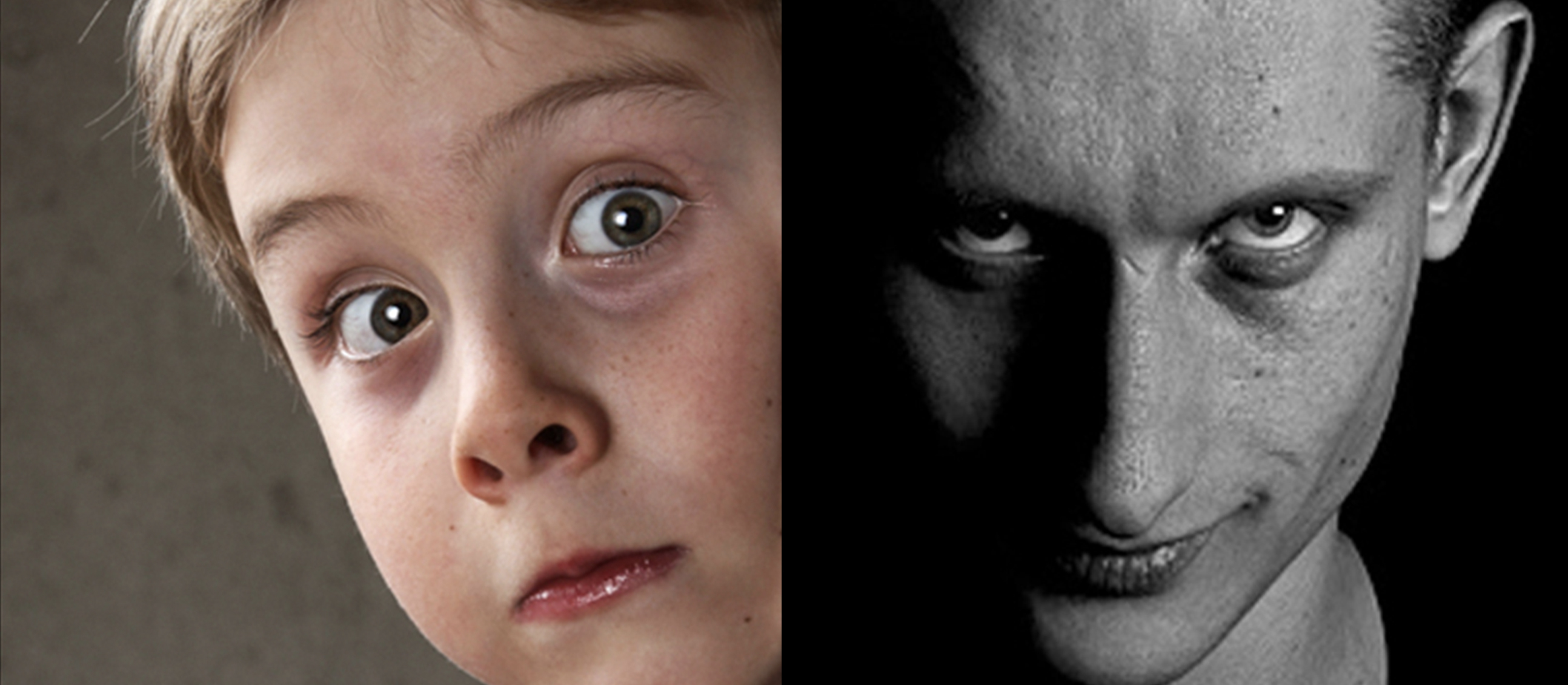 Scared kid and creepy man split