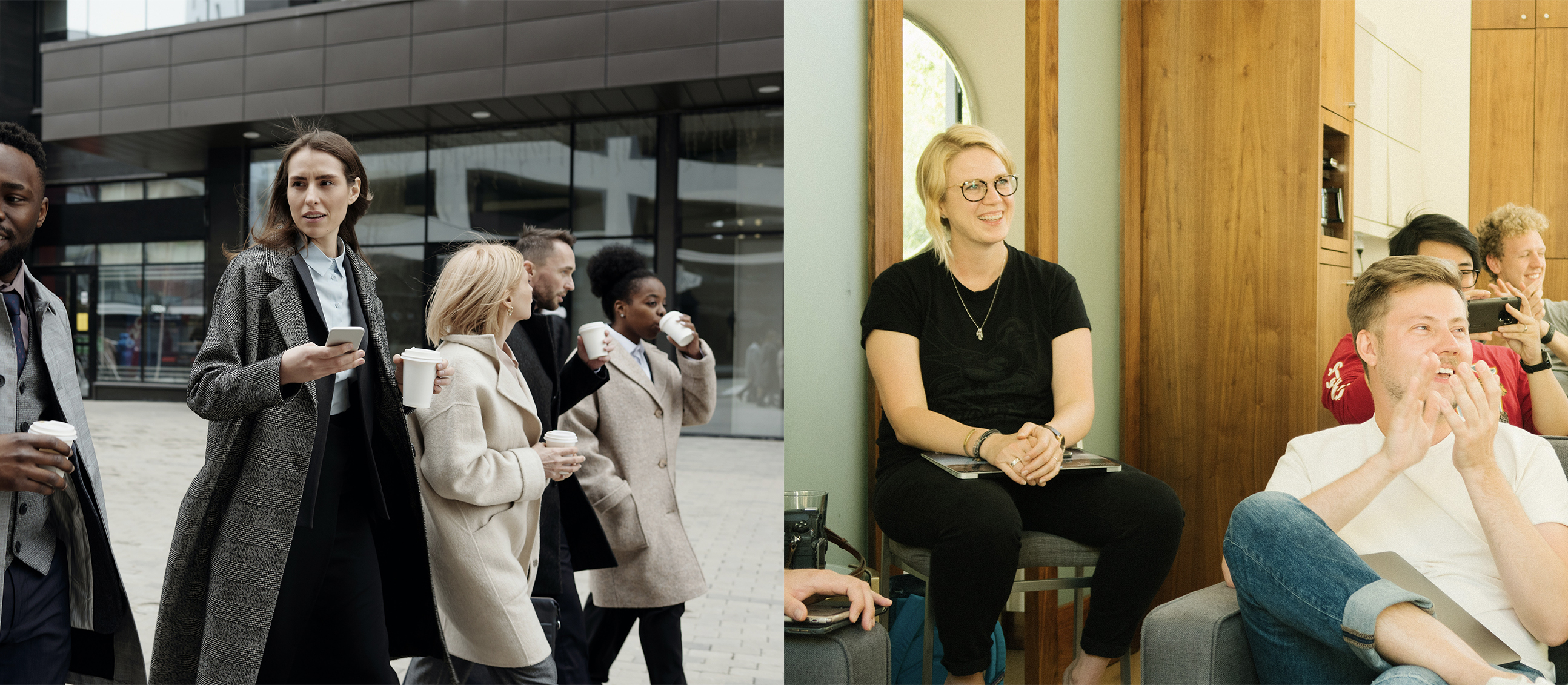 Two work friend groups split images