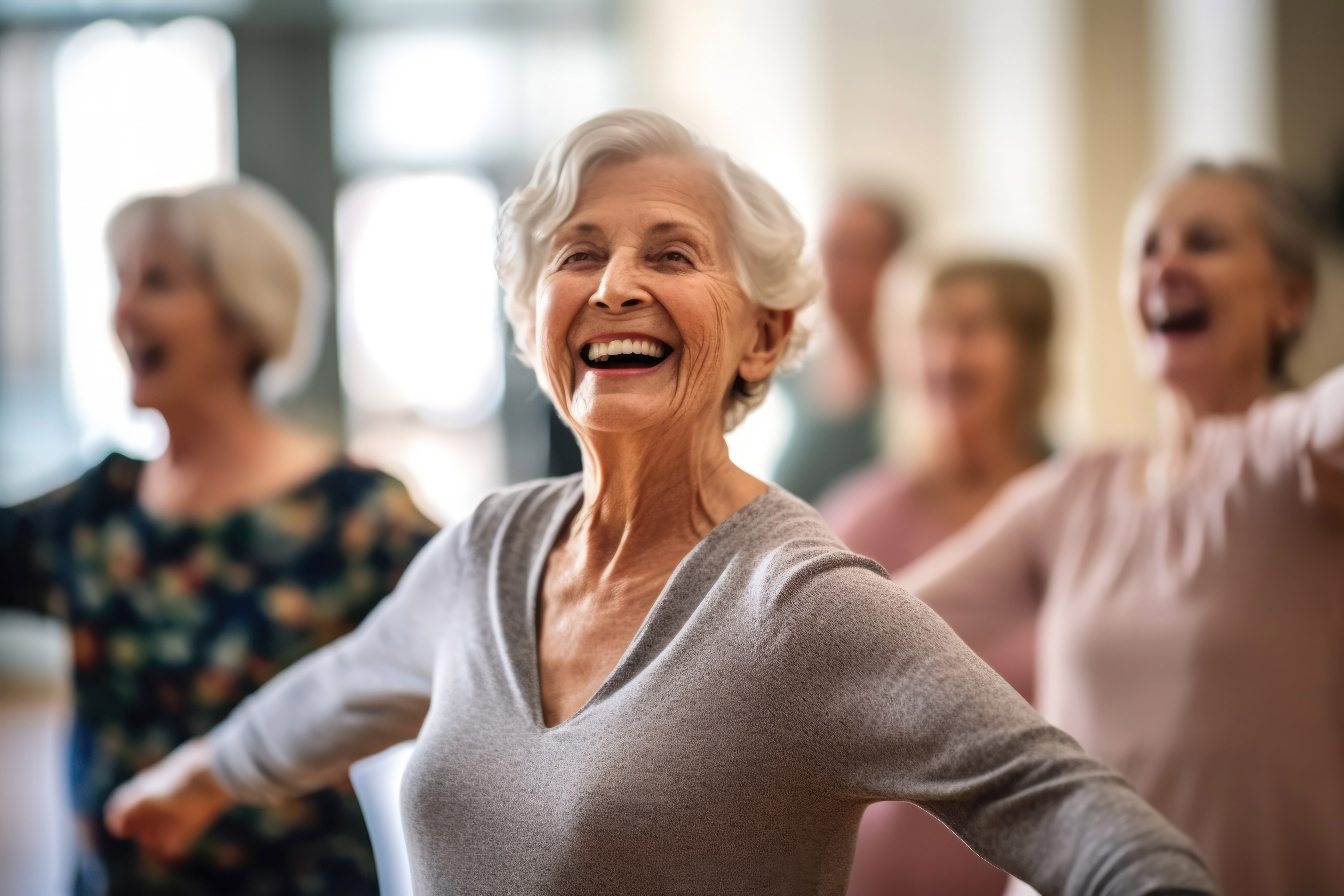 Elderly people exercise class