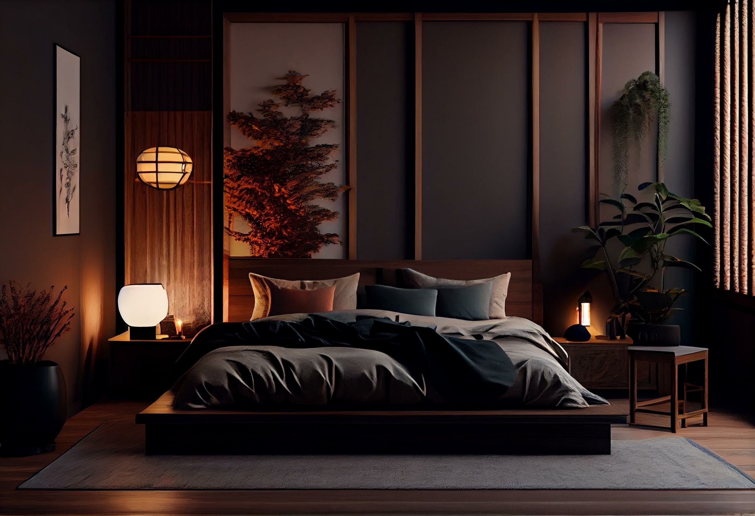 Dark zen bedroom