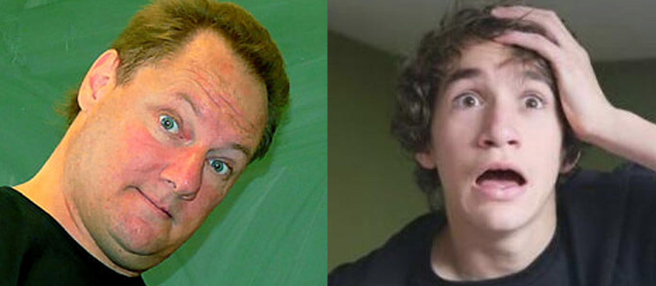 teacher and flustered student split image