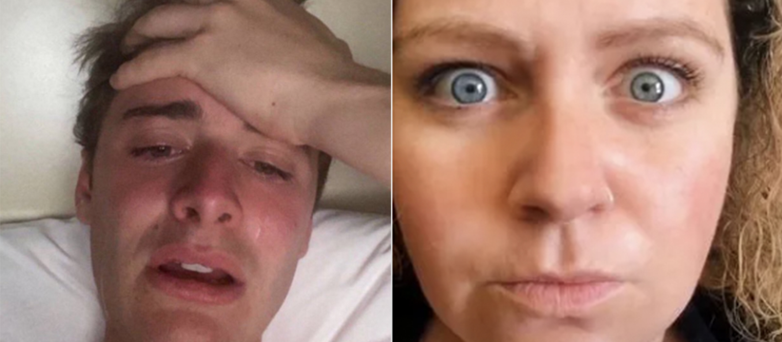 Embarrassed people split image