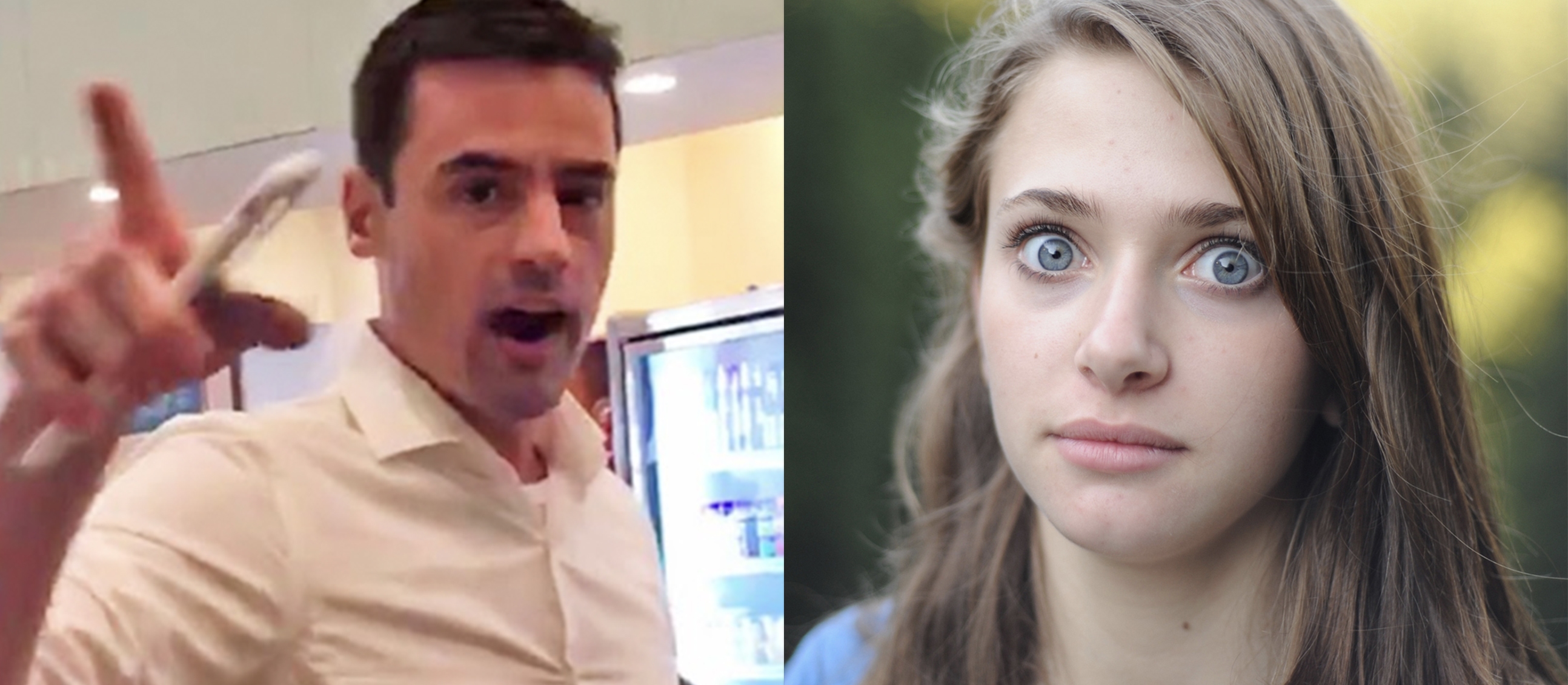 Angry manager and shocked woman split