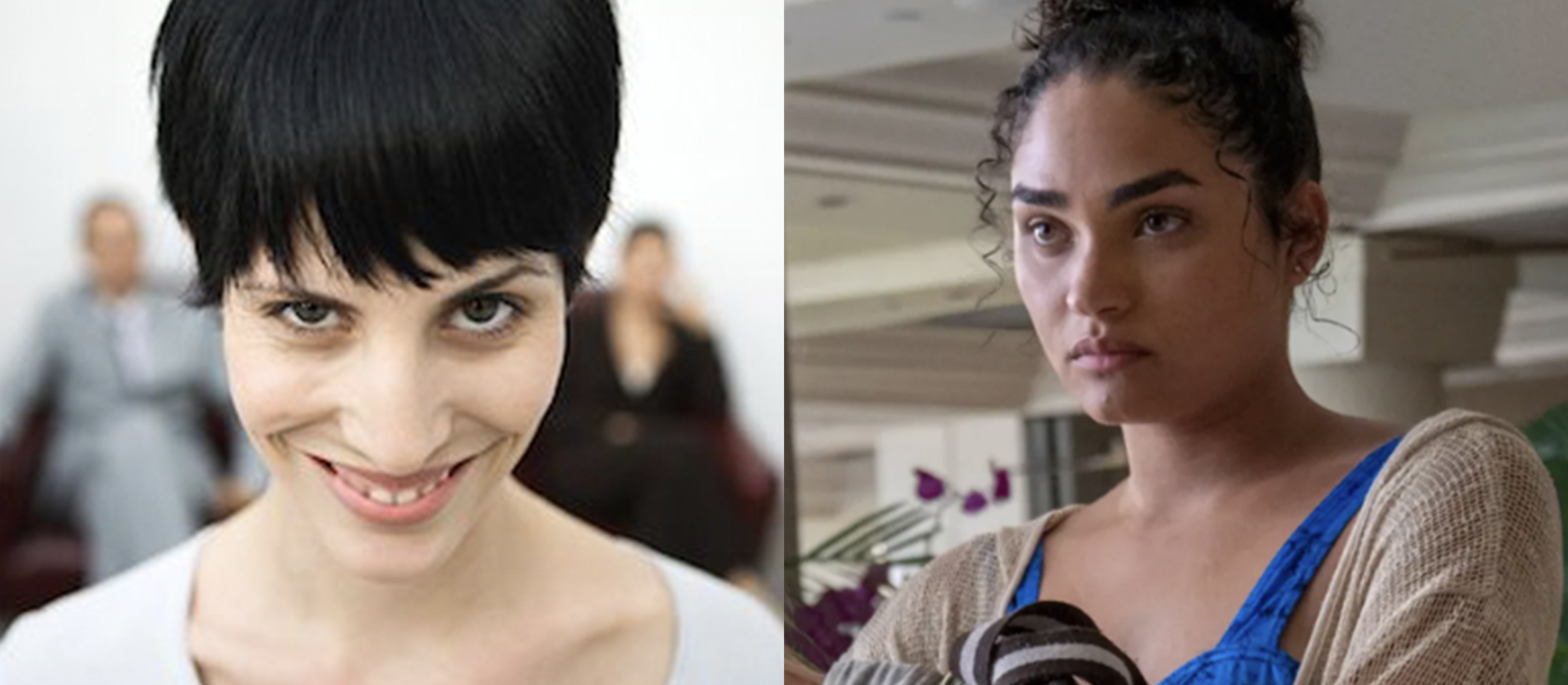 Devious woman and babysitter split image