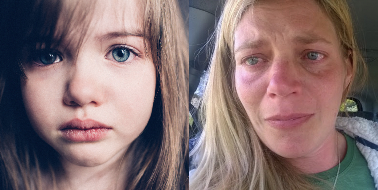 sad people split image