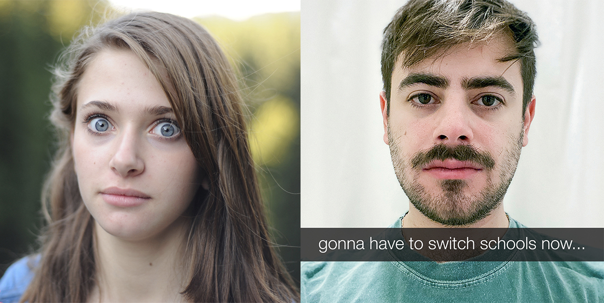 shocked and embarrassed people split image