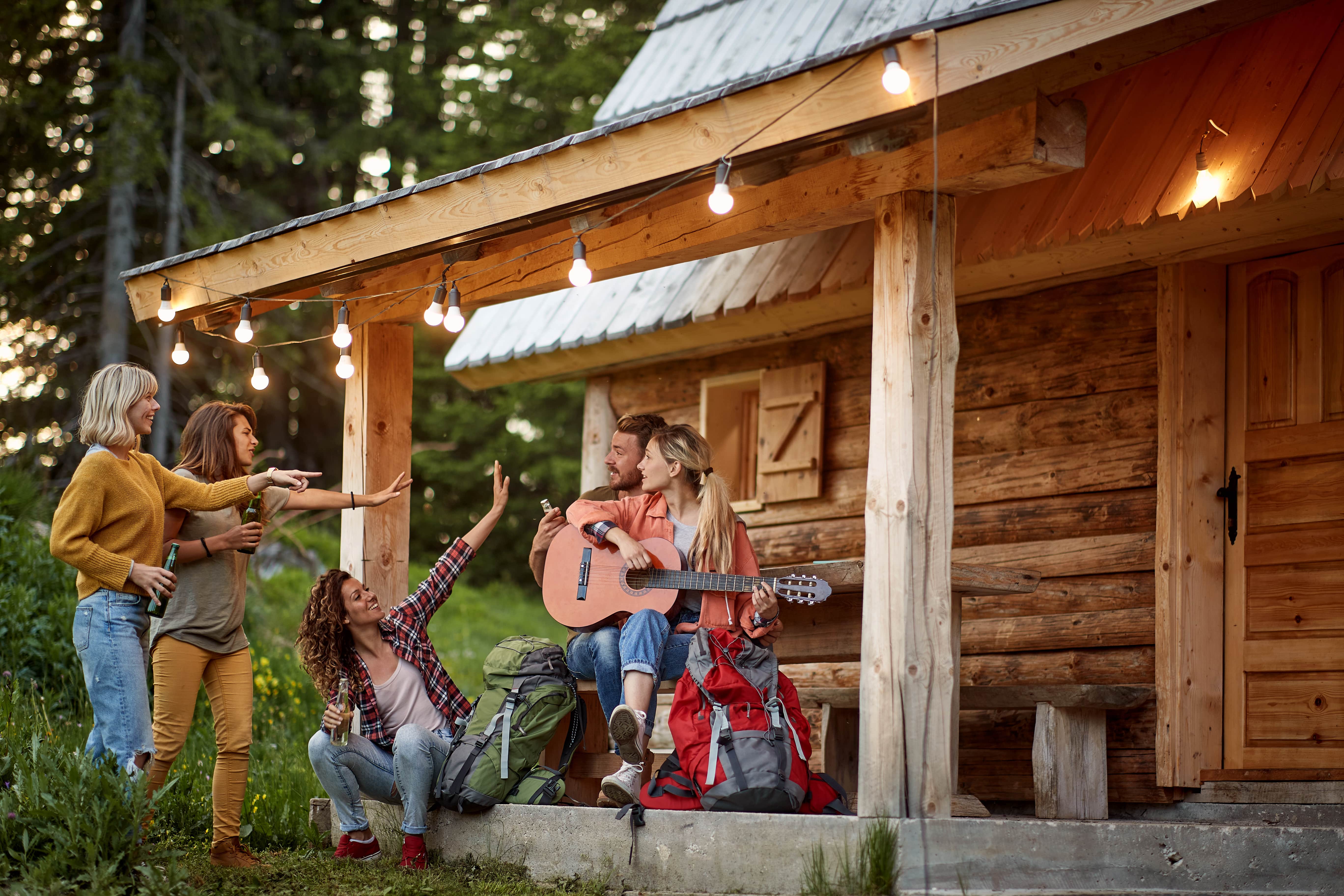 A group of friends at a cabin