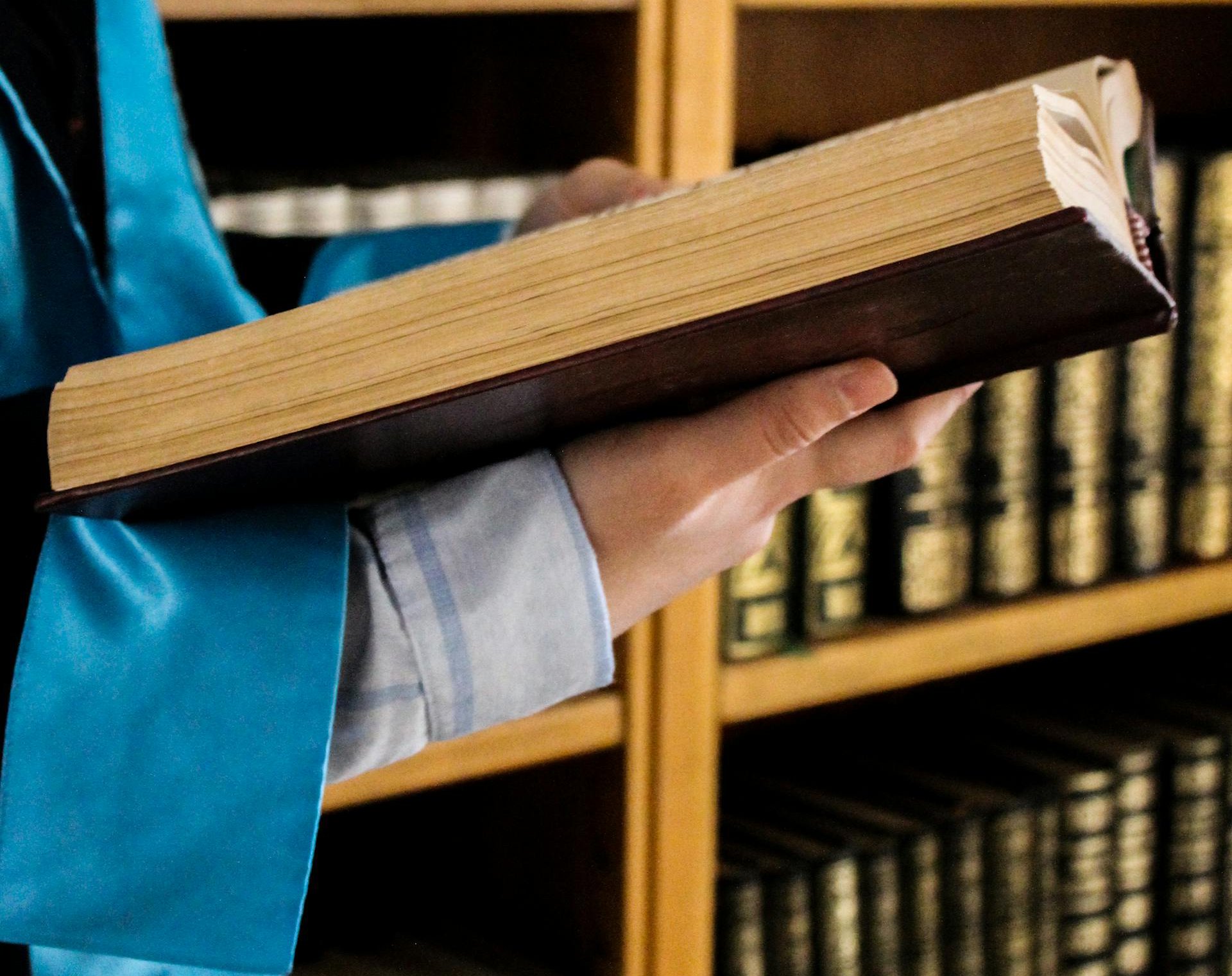 A person holding a book