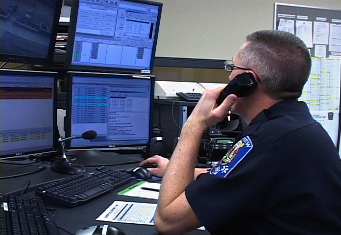 A police dispatcher on a call