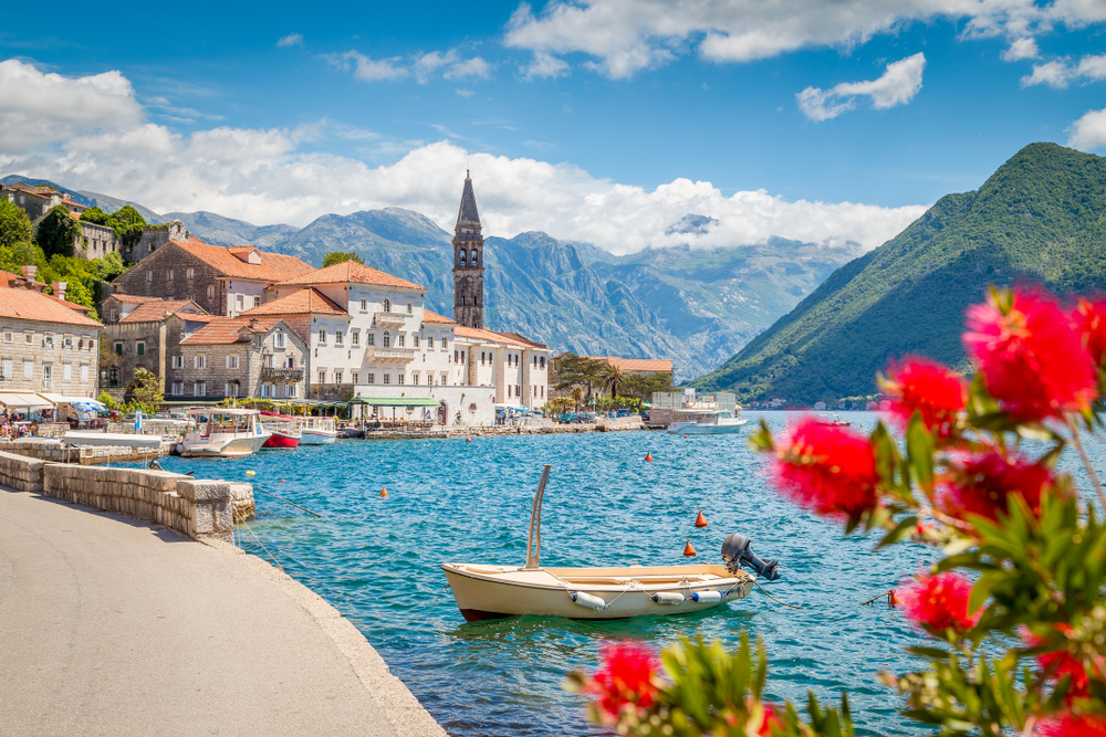 Scenic panorama view of Bay of Kotor, Montenegro