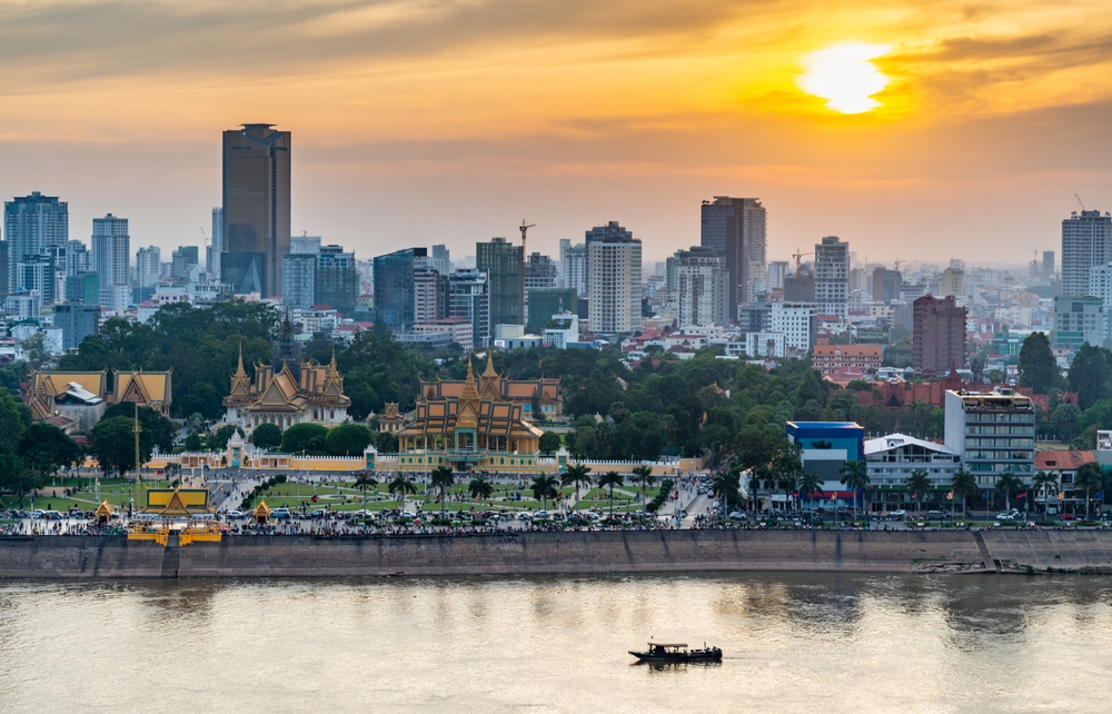 A Rooftop view of the riverside of Phnom Penh