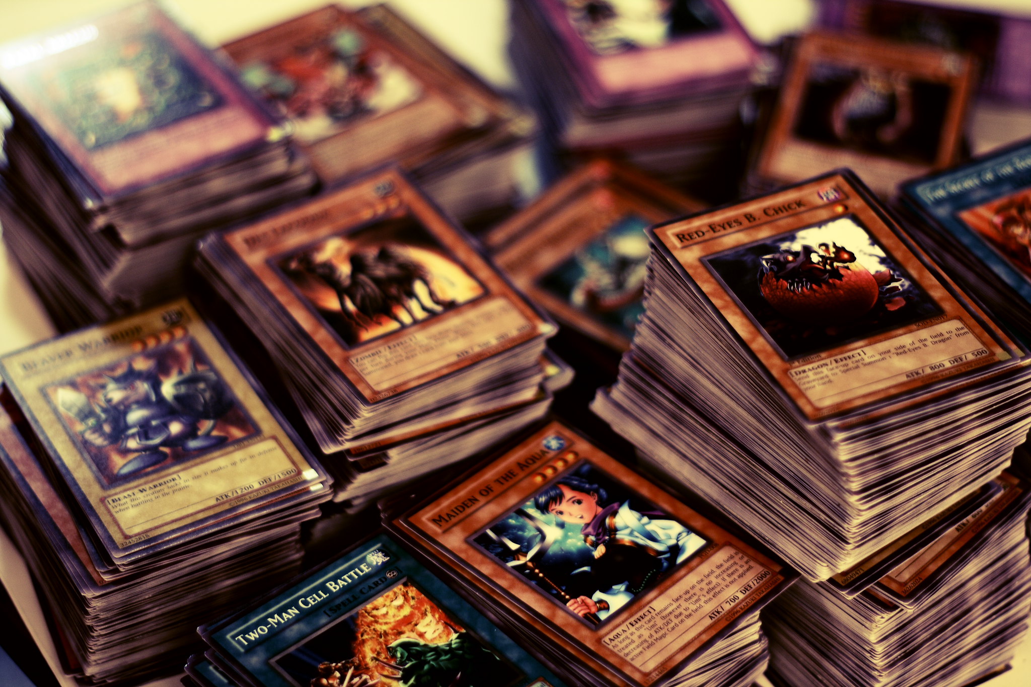 pile of Yu-Gi-Oh! Cards