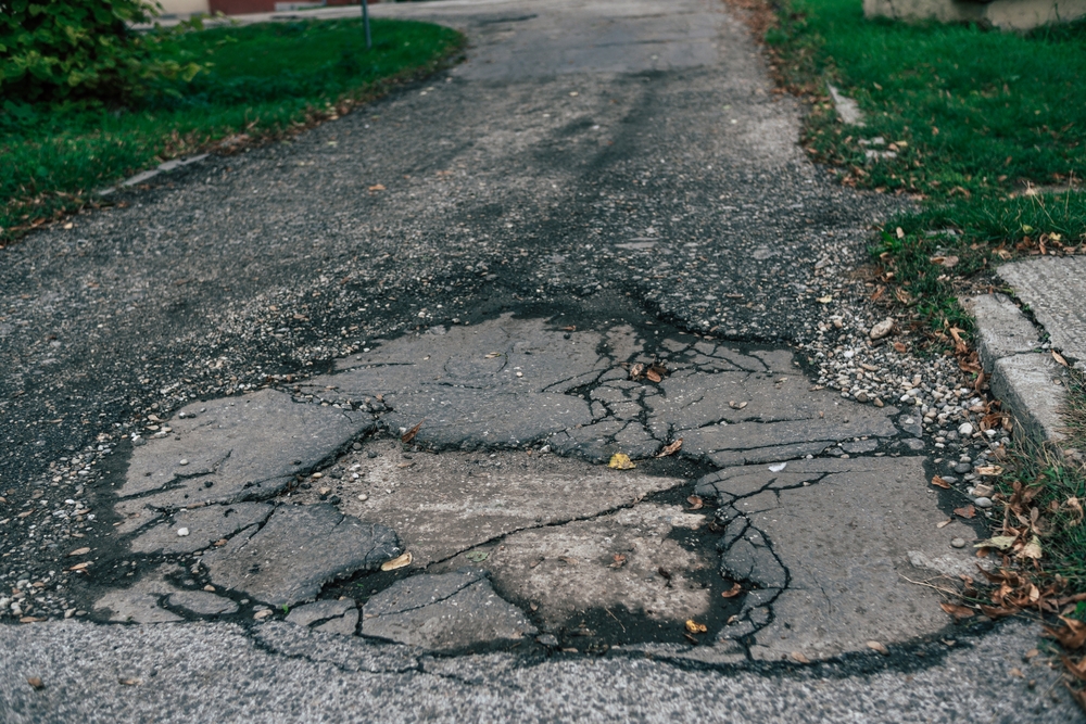 A pothole on asphalt road