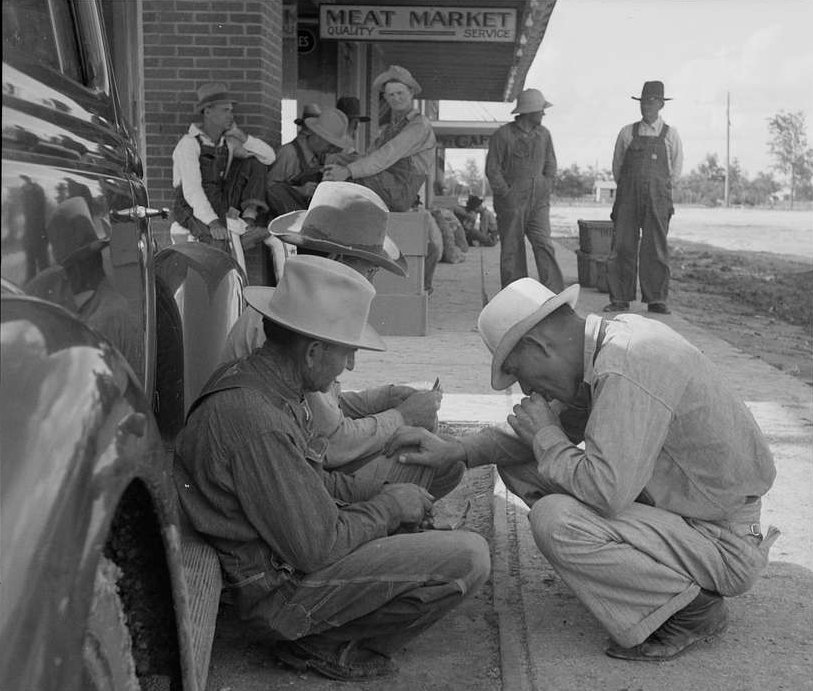 Dust bowl farmers of west Texas in town