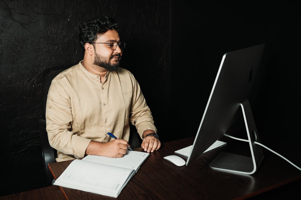 Man working on a computer