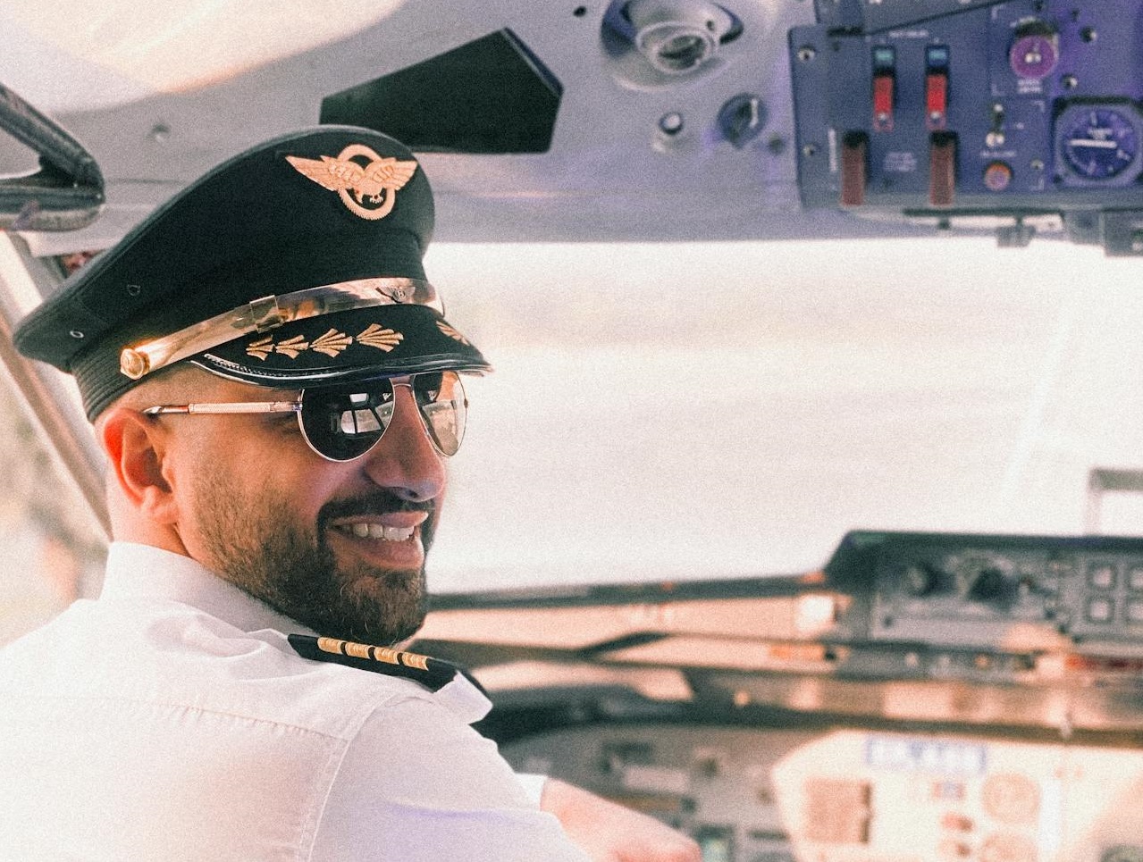 Pilot sitting in a Cockpit