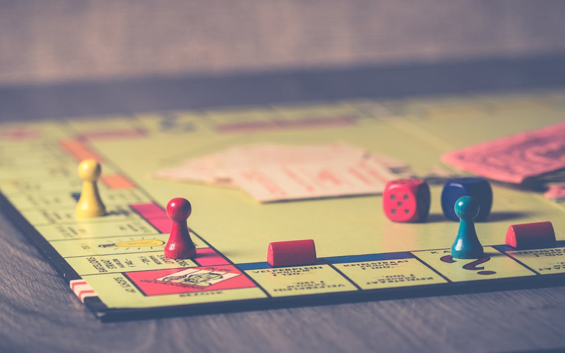 Close up photo of monopoly board game