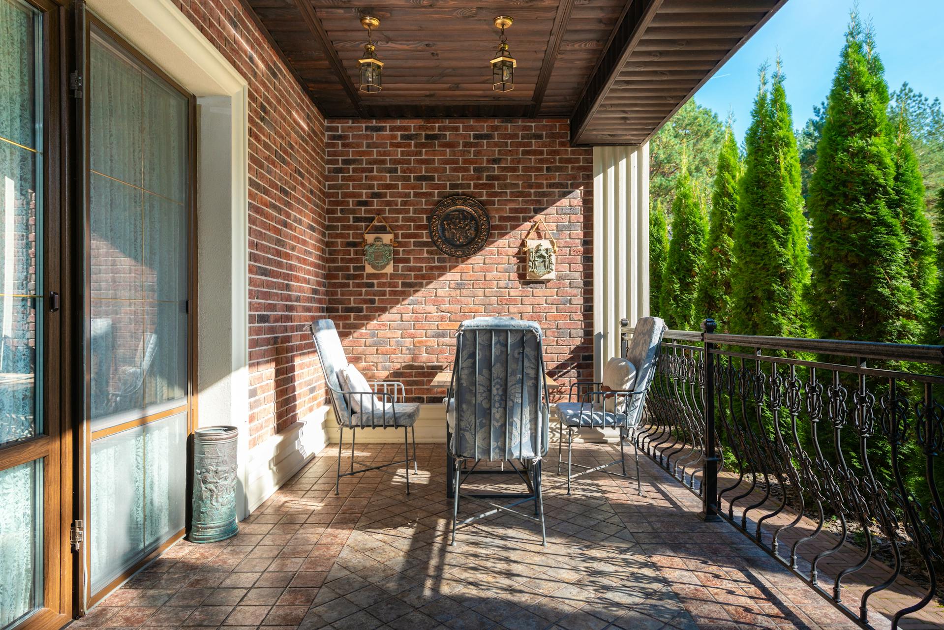 Patio in front of a house