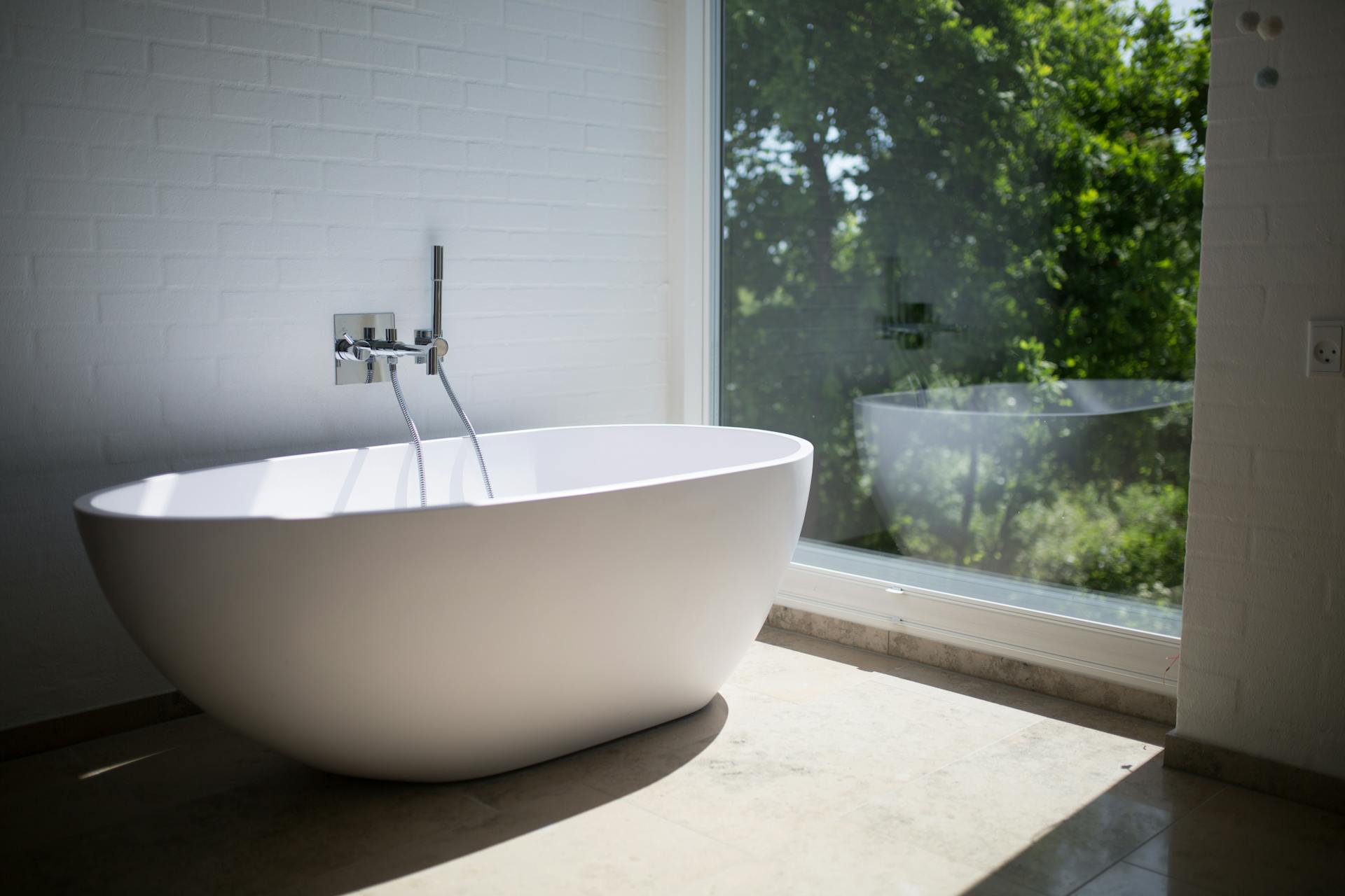 Closeup of a modern bathtub