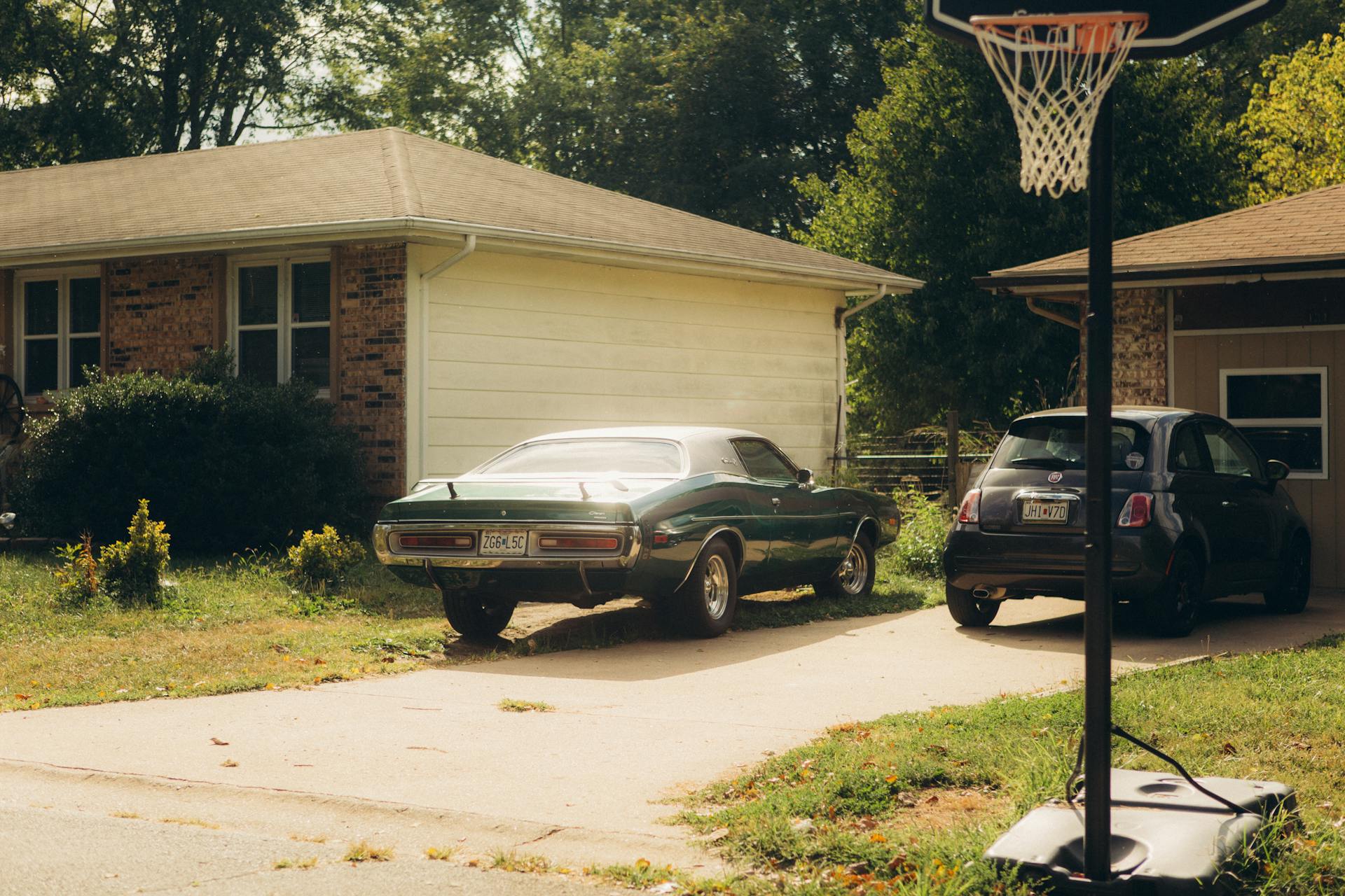 Cars parked in front of the house
