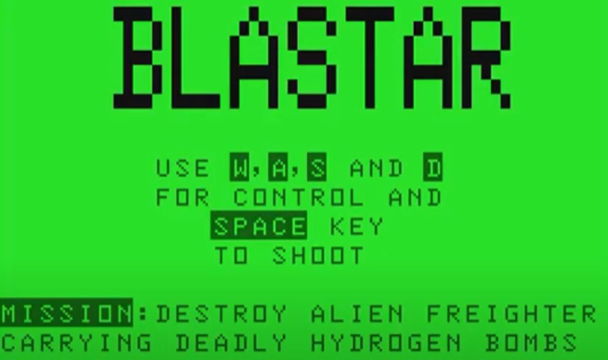  Blastar, a space-themed video game