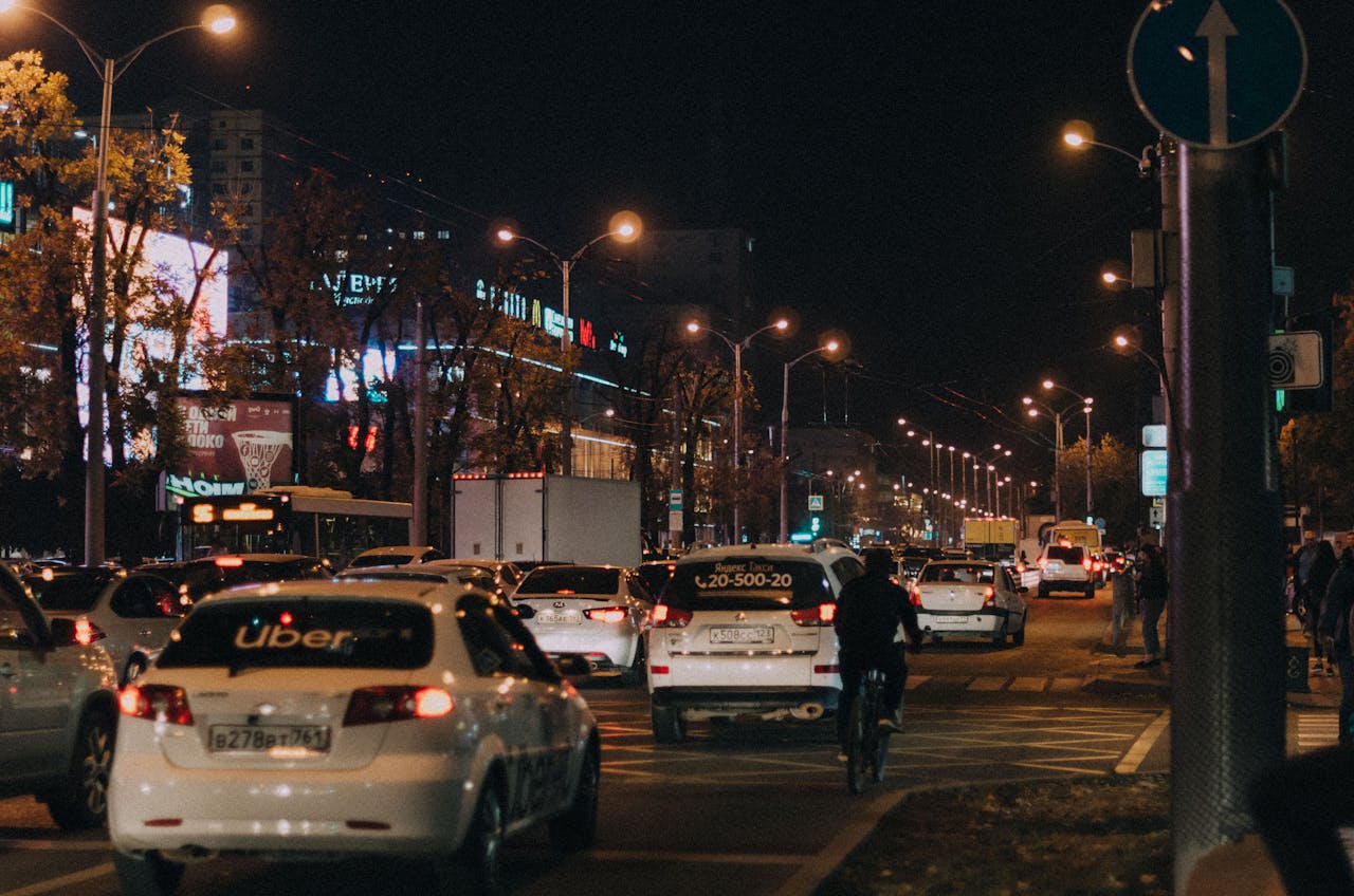 Photo of Cars and other Traffic Vehicle by night