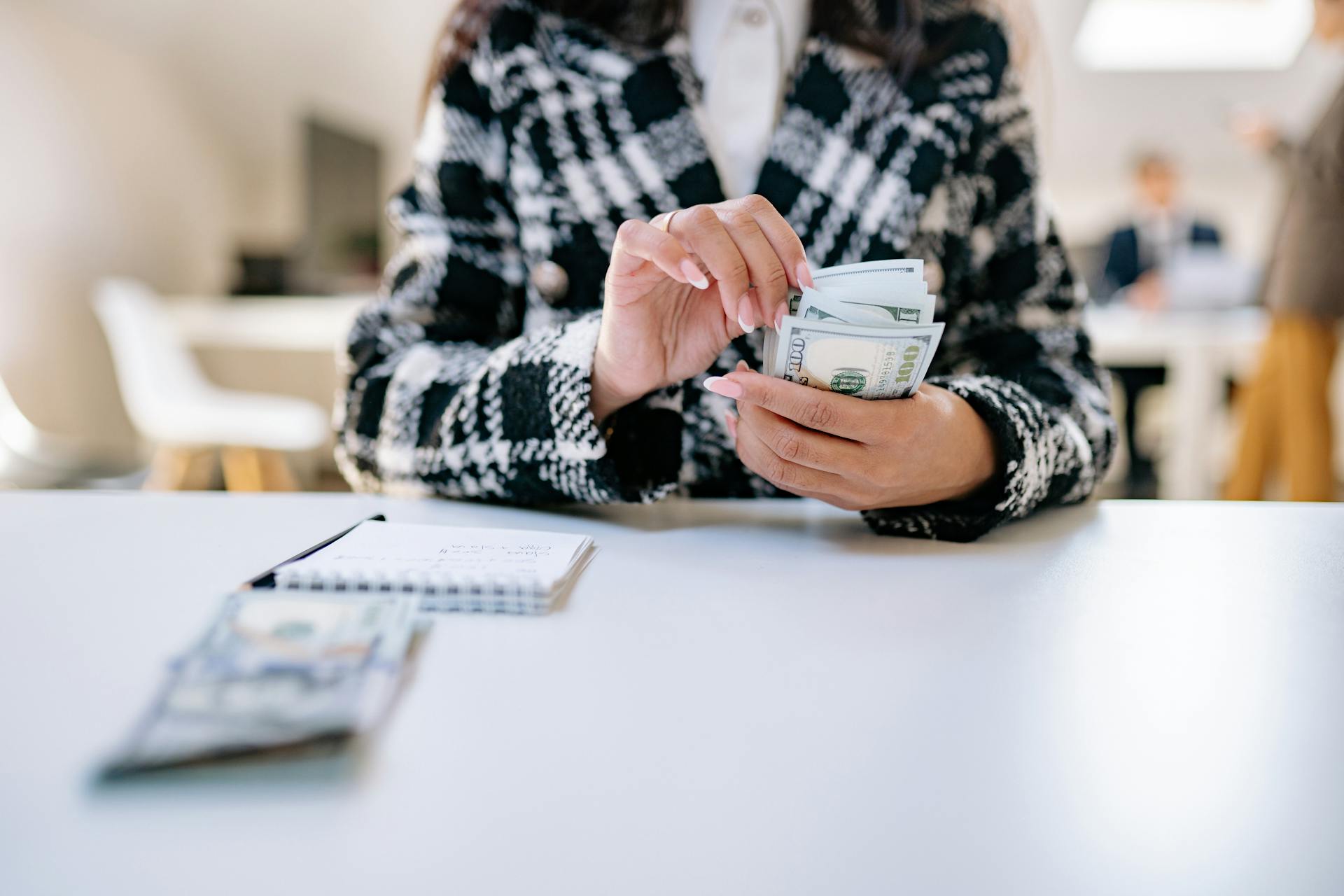Woman counting money