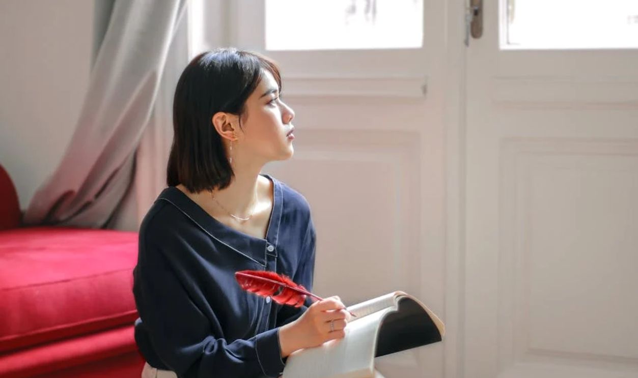 a women looking outside